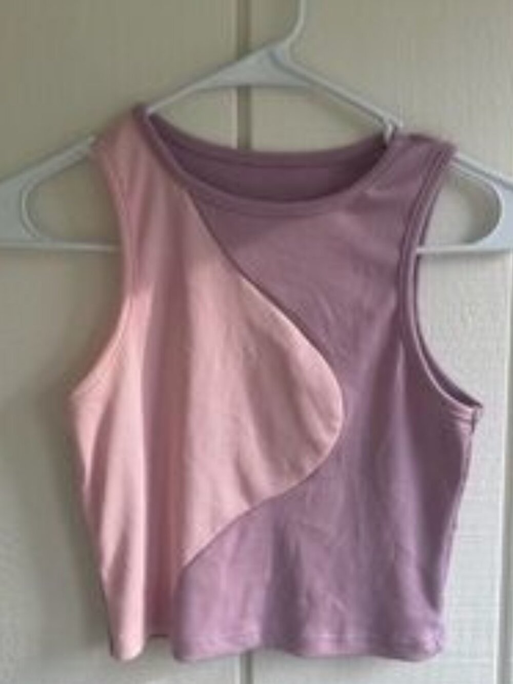 Pink and Purple Asymmetrical Crop Tank Top